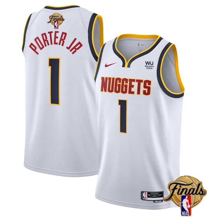 Mens Denver Nuggets #1 Michael Porter Jr. White 2023 Finals Association Edition Stitched Basketball Jersey Dzhi